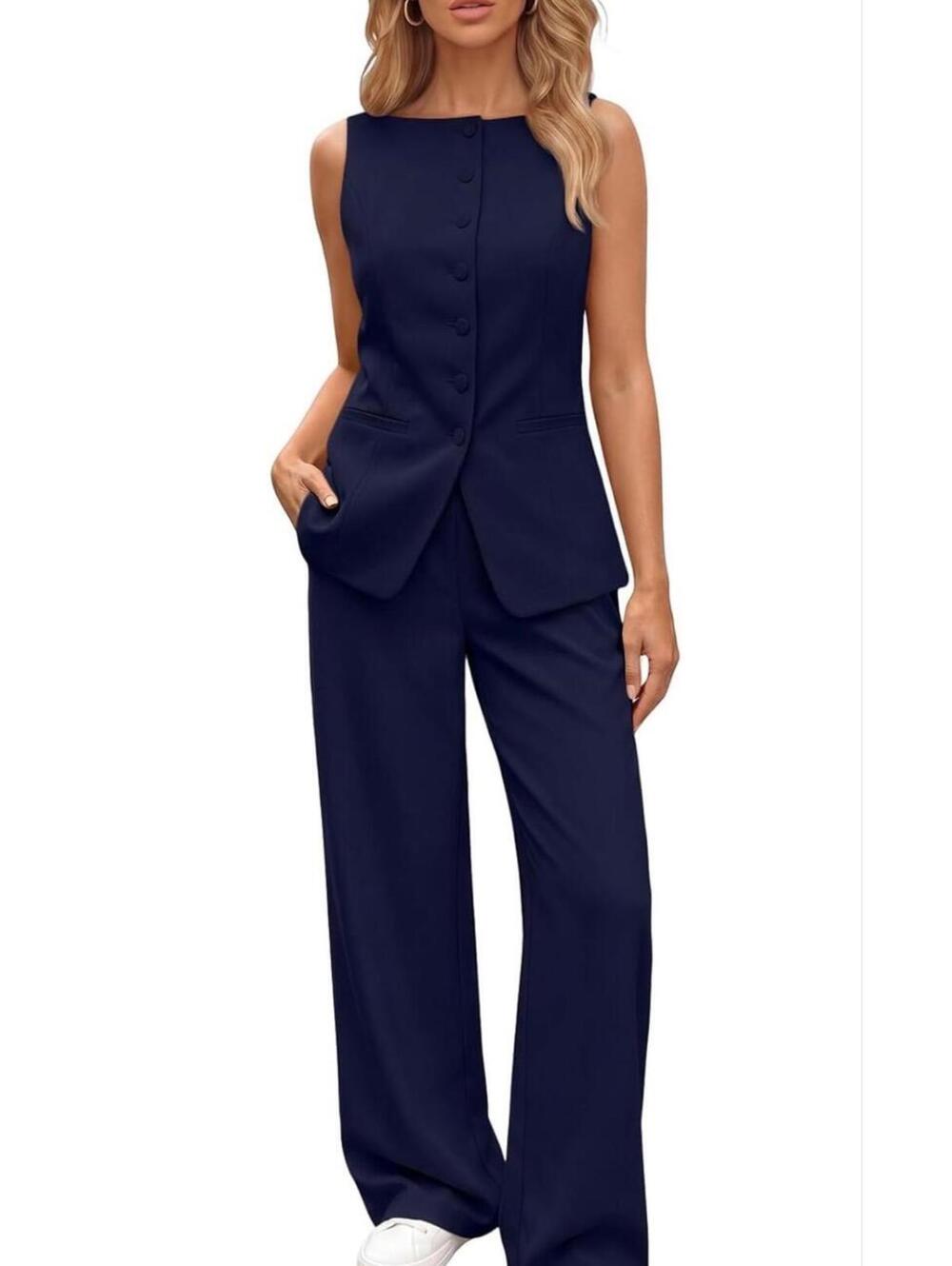 Sleeveless Vest Suit Set